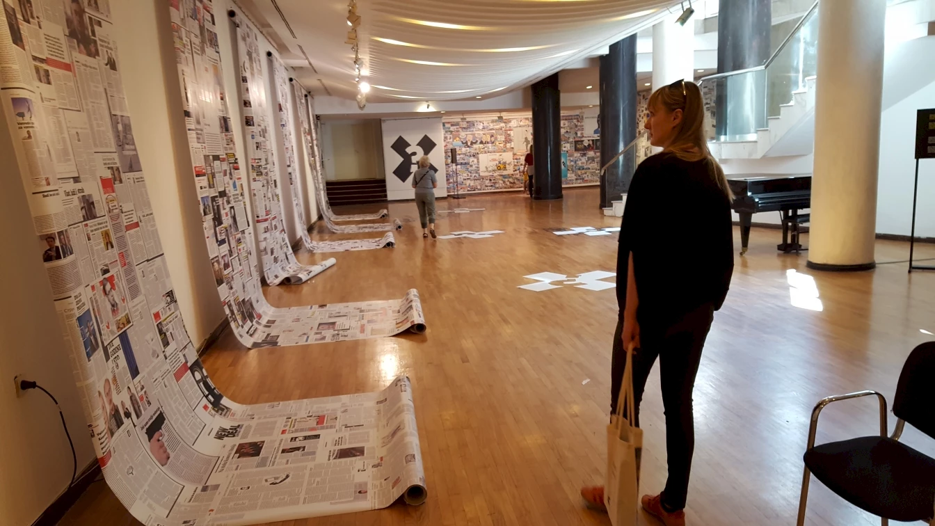 Views of the exhibition Uncensored Lies: Manipulation of the term censorship in Serbia  2014-2016, organised by the Serbian Progressive Party of Prime Minister Vučić, 2016.  Photo courtesy to Vlidi.