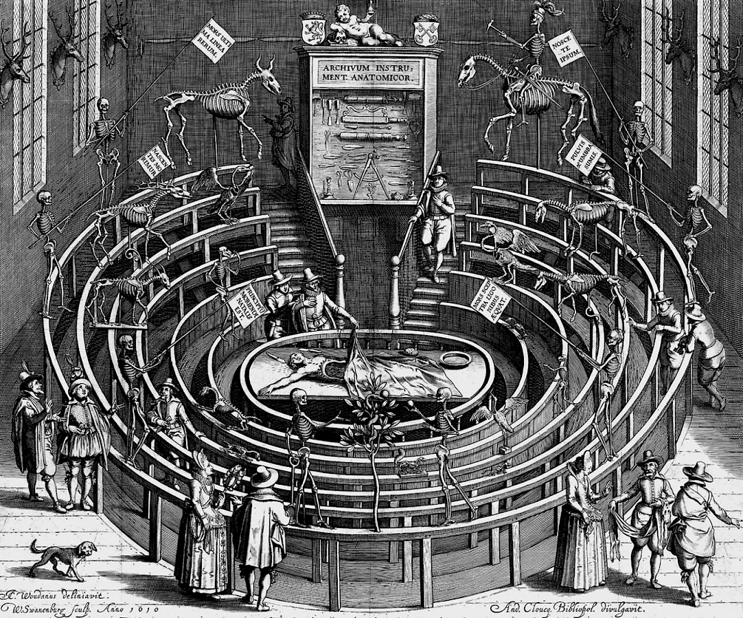 Willem Swanenburgh, Anatomical Theatre of Leiden University, engraving, early 17th century