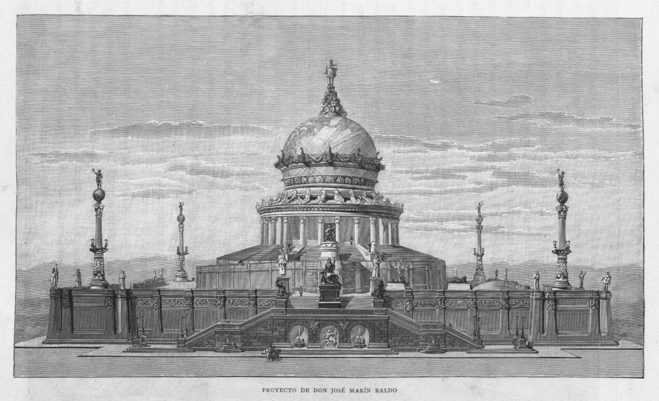 Jesus Carrillo 7 Proyecto De Don José Marín Baldo, Monumento A Colón, En Cristóbal Colón Su Vida, Sus Viajes, Sus Descubrimientos