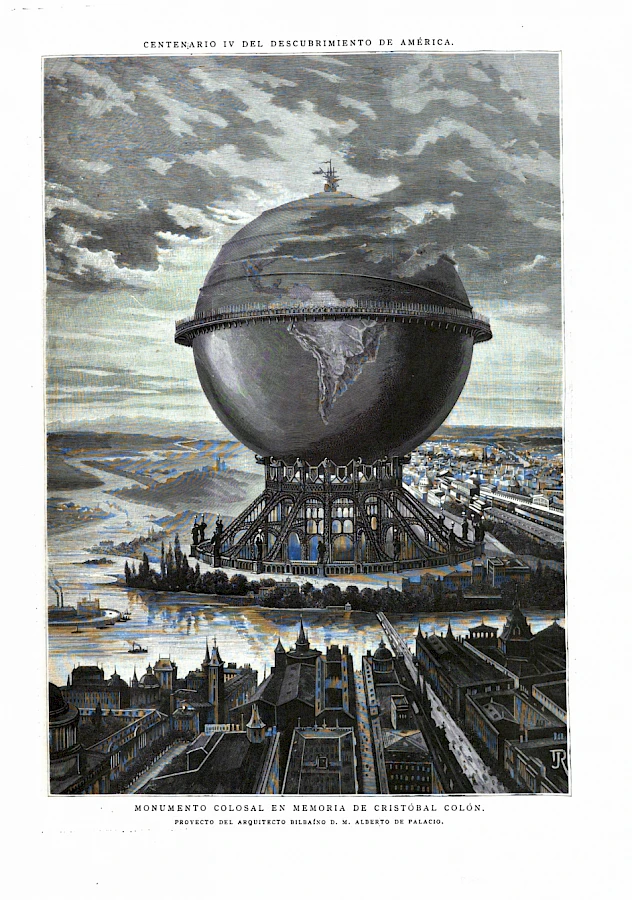 Jesus Carrillo 8 1890 08 30, La Ilustración Española Y Americana, Monumento Colosal En Memoria De Cristóbal Colón, Proyecto Del Arquitecto Bilbaíno Alberto De Palacio